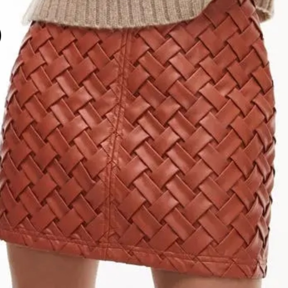 Topshop Woven Faux Leather Skirt